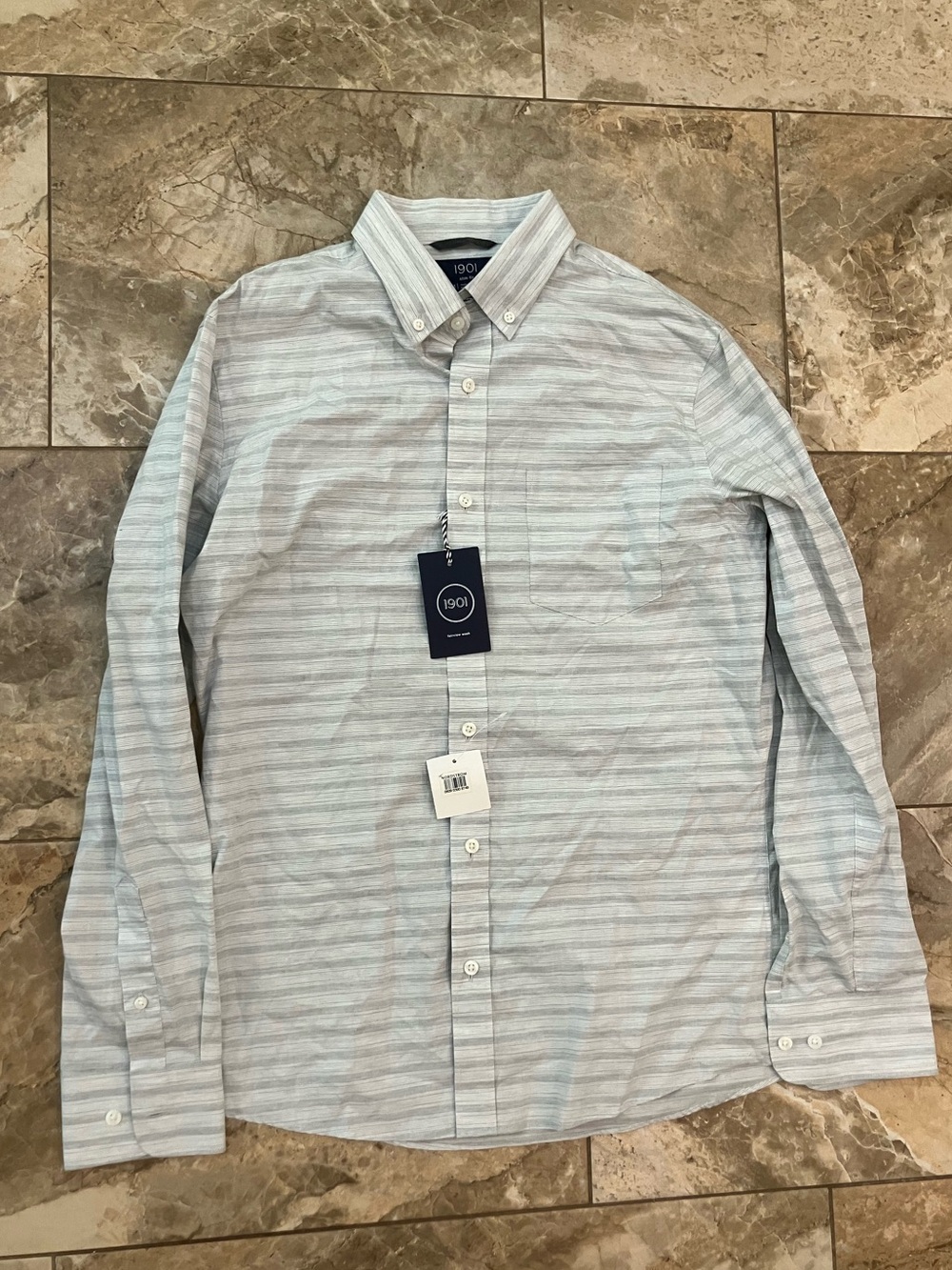 1901 slim Fit Fairview Wash silver and grey striped - NWT
